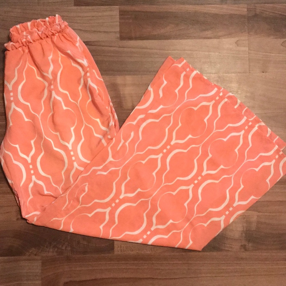 Pink & White Patterned Palazzo Pants